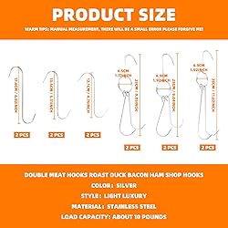 DEELEDM 12Pcs Meat Hook and Double Roast Duck
