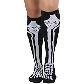 ToBeInStyle Women’s Skull Crossbones Skeleton Bones Pirate Costume Knee High Socks