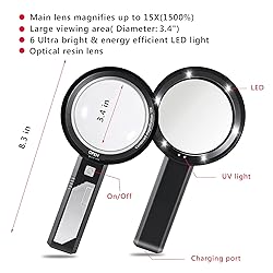Magnifying Glass with Light, USB Rechargeable 5X