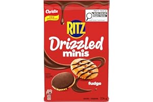 RITZ Drizzled Minis Fudge Crackers, Sweet & Salty Snack, Bag Format 226 g