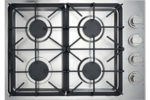 CT Copper Tailor Gas Cooktop 30 Inch With Four Sealed Burners, NG/LPG Convertible,Max 18000BTU, in Stainless Steel