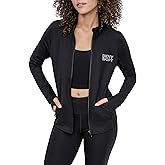 DKNY womens Mock Neck Front Zip Compression Jacket