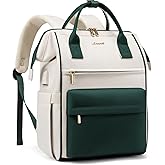 LOVEVOOK Laptop Backpack for Women 15.6 Inch, Travel Backpack with USB Charging Port Large Capacity Laptop Bag, Waterproof Bag for Business College Airline Approved Work Backpack(Green White)