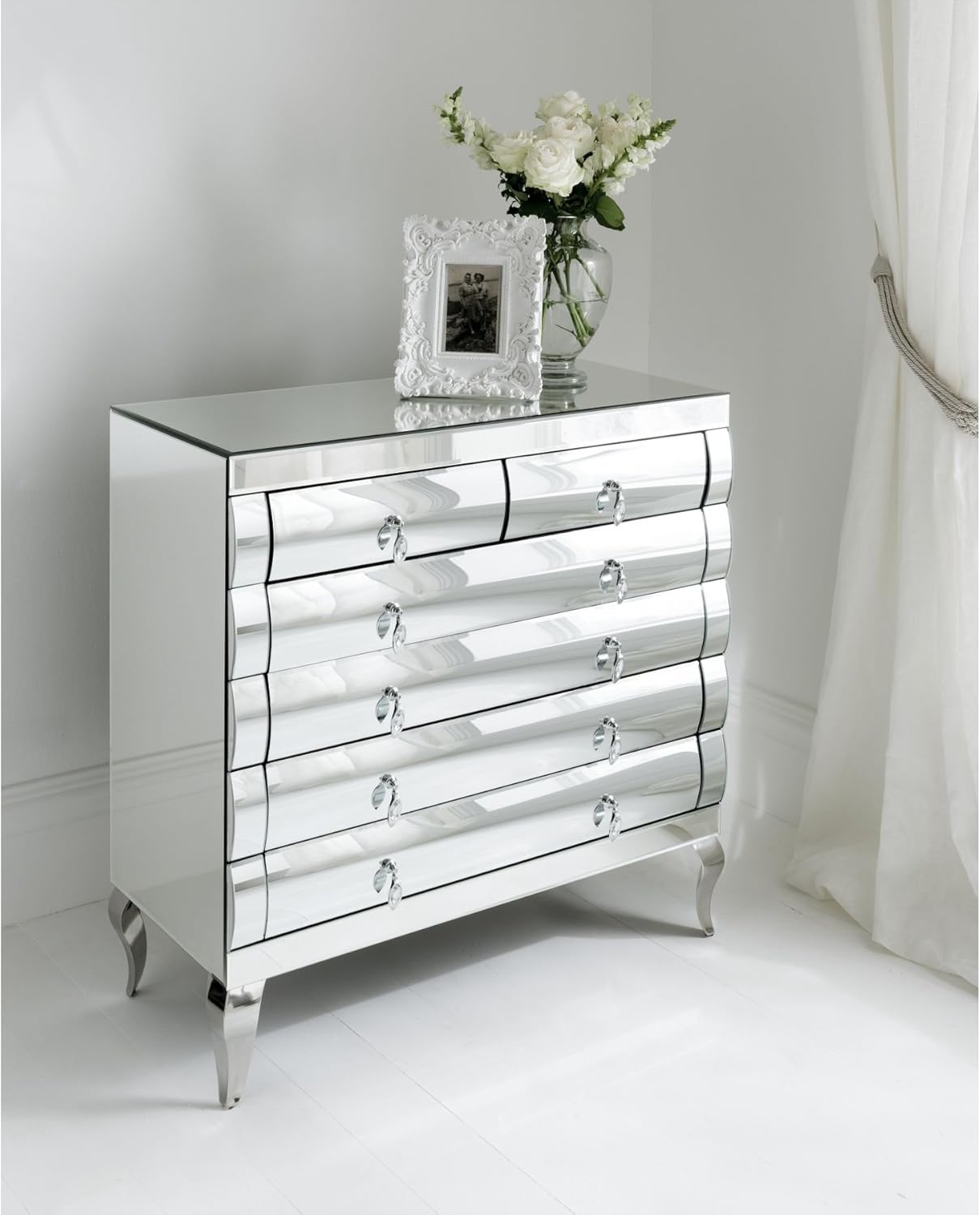 Homesdirect365 Rimini Mirrored Chest 2 Over 2 Drawers Amazon Co