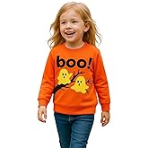 HILEELANG Toddler Halloween Sweatshirts Fall Cotton Pullover Tops with Pumpkin Bat Boo Prints for Boy Girl Sizes 18M–7Y