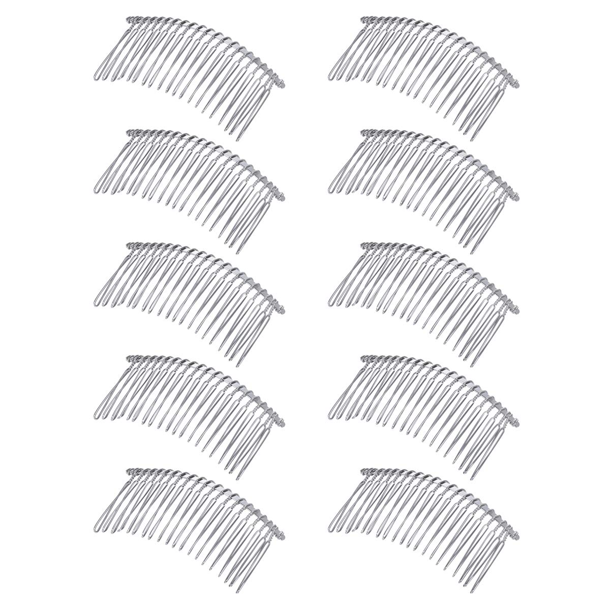 Lurrose 10Pcs Metal Hair Clip Combs Wire Inserted Veil Combs for Women Girls Hair Styling Accessories 2.95X1.38In Headdress for Weddings Dinners Daily Use