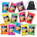 ARELUX Color Powder 12 Pack, 8 Colors Holi Powder in 70g Bags,with A Portable Drawstring Bag,Ideal Packets for Color Run, Rac