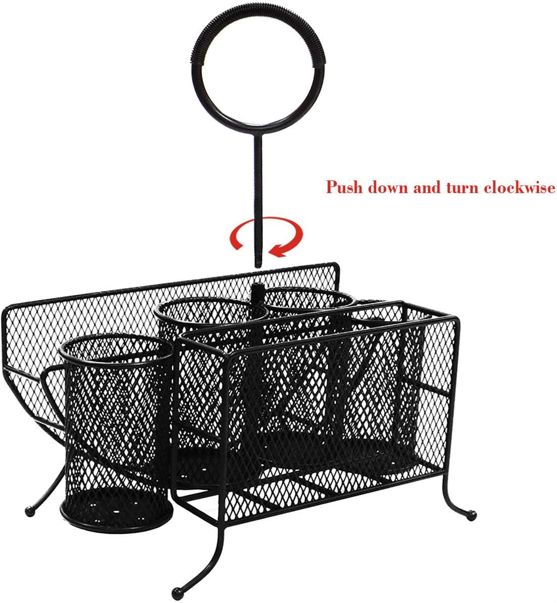 Picnic Plate Napkin Flatware Storage Caddy Organizer Holder, Black