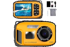 ASTYPHER Underwater Floating Digital Camera – 48MP HD Bare-Body Waterproof Camera, No Case Needed for Underwater Fun & Childhood Memories (Yellow)