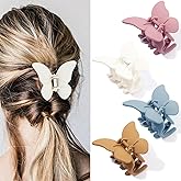 Butterfly Hair Clips for Women Medium Size Claw Clip for Girls Thick & Thin Hair Accessories for Women Girls Pink White, 4 Pack