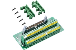 Jienk IDC40 Breakout Board 2x20 40Pins Male Header Terminal Block Connector with C45 DIN Rail Mounting feet for PLC MCU
