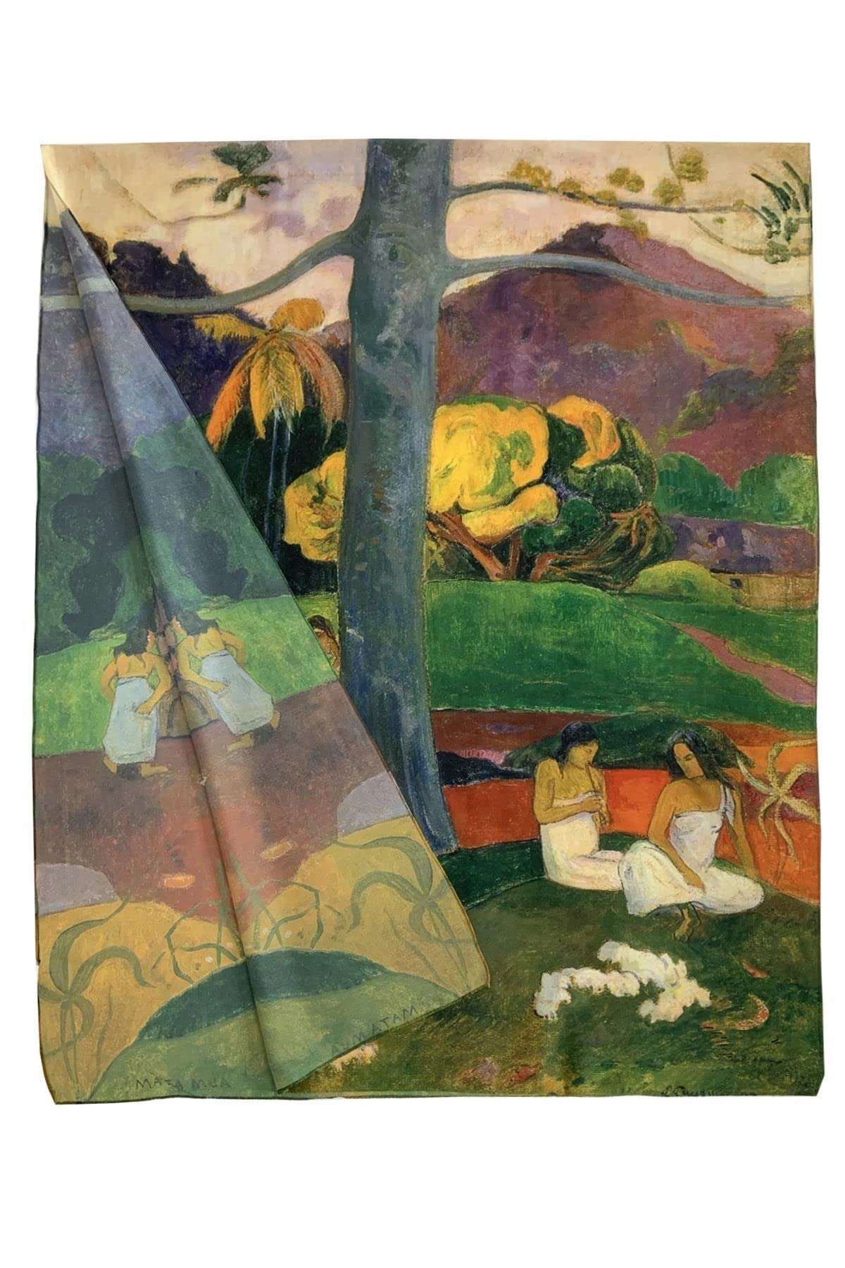 GFM® Silk Blend Painting Based Scarf (Gaugin-Flame Tree)-FS-VSLK-SC-3763-A