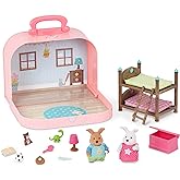Li'l Woodzeez – Portable Dollhouse Playset with 2 Posable Figures – Playhouse Toy with Bunk Bed – Mini Bedroom Furniture & Ac