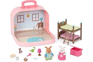 Li'l Woodzeez – Portable Dollhouse Playset with 2 Posable Figures – Playhouse Toy with Bunk Bed – Mini Bedroom Furniture & Accessories – Imaginative Play for Kids Ages 3 Years and Up – Collectible