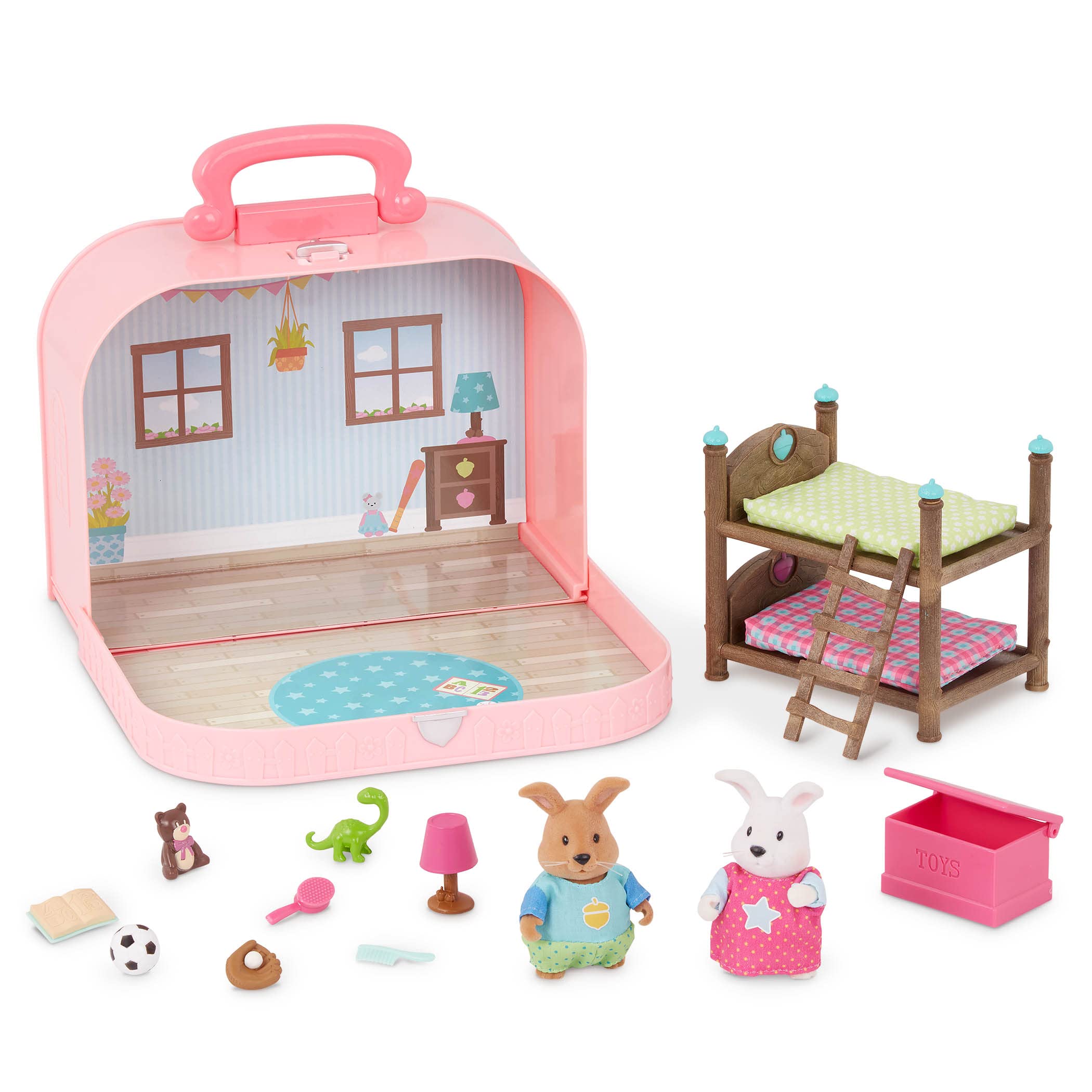Li'l Woodzeez – Portable Dollhouse Playset with 2 Posable Figures – Playhouse Toy with Bunk Bed – Mini Bedroom Furniture & Accessories – Imaginative Play for Kids Ages 3 Years and Up – Collectible
