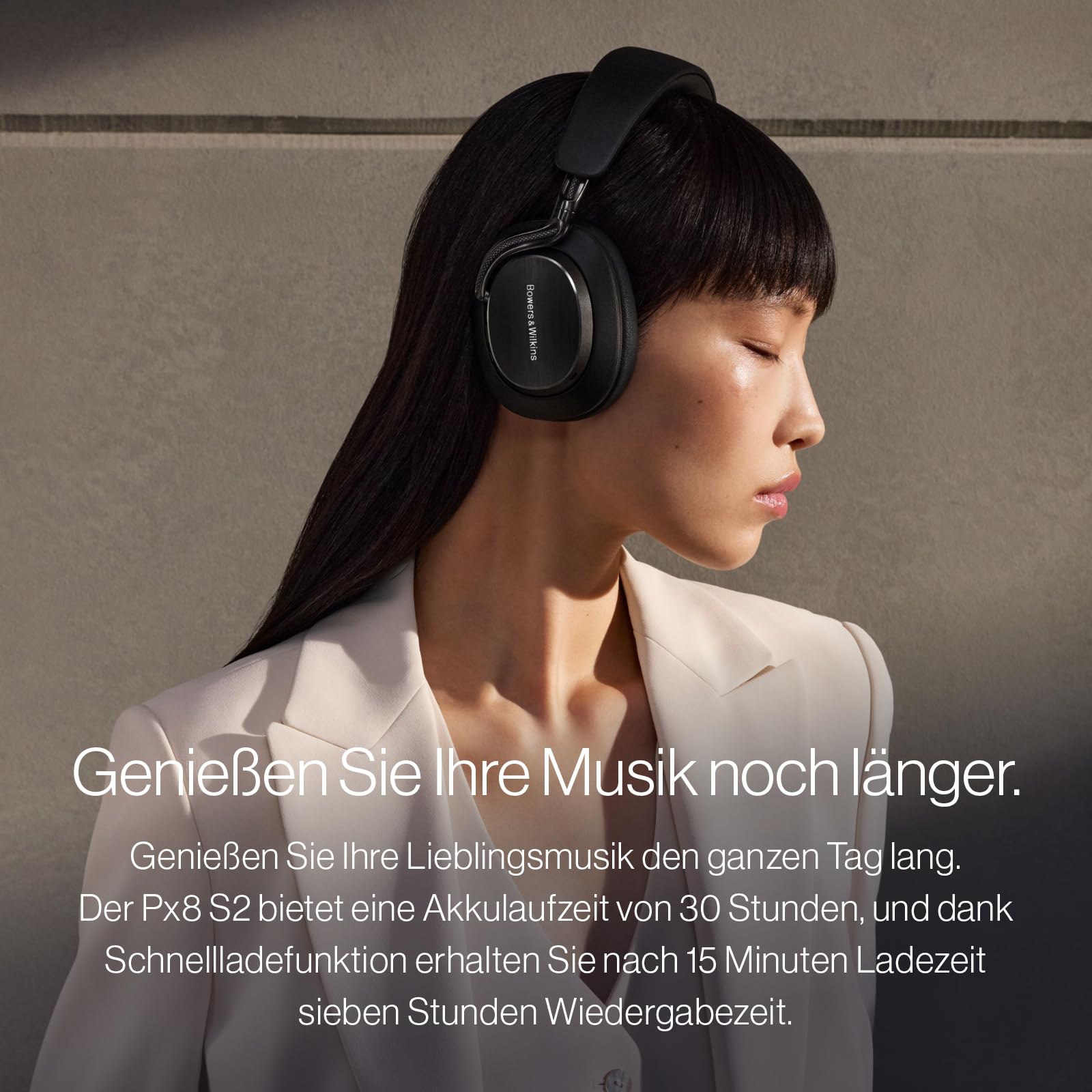 Bowers & Wilkins Px8 S2 Kabellose Noise-Cancelling Kopfhörer mit Bluetooth Audio, Schnellladefunktion, 30 Stunden hochauflösende Wiedergabe & Mikrofon - Onyx Schwarz 5