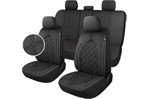 YGL Luxury PU Leather Car Seat Covers Full Set, Non-Slip Seat Cover Protectors, Universal Fit for Cars, Trucks, SUVs, Vans, Pickups, Airbag Compatible, Seat Covers for Car Interior (Black)
