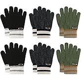POMIJIAN Kids Knit Gloves Boys Winter Warm Gloves Girl Stretchy Soft Glove Toddler Full Finger Mittens for Children