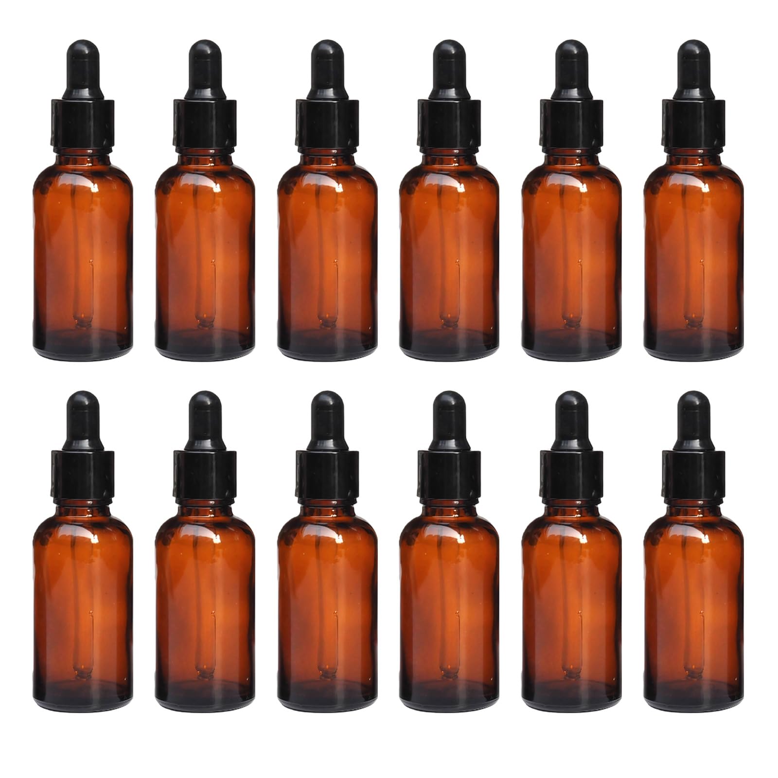 12PCS 20ml 0.67oz Empty Refillable Ambe Glass Essential Oil Bottle Vial Container with Glass Pipette Dropper