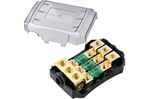 LEIGESAUDIO Copper 0/4 Gauge to 4/8 Gauge 60 Amp Mini ANL 3 Way Fuse Holder Distribution Block