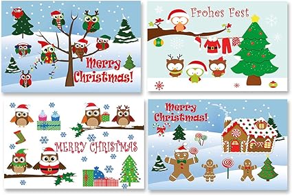 Biglietti Di Natale Jpg.10 Pezzi Cartoline Di Natale Biglietti Di Natale Gufi Nostalgico Miscelato Diversi Motivi 2 Pezzi Da Motivo Post Biglietti Natale Albero Di Natale Set Din A 6 15 X 10 Nostalgie Modern
