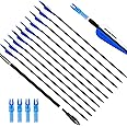 ARCHERY SHARLY 30Inch Carbon Hunting Arrow Targeting Practice Arrows with Removable Tips and Adjustable Nocks for Compound & Recurve Bow (Pack of 12)