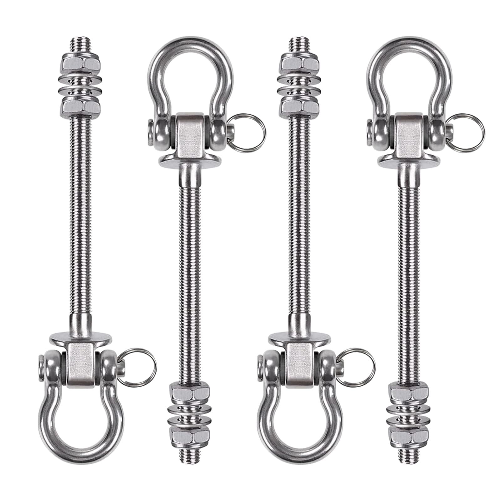 CEIEVER Swing Hangers with Bearing, Hanging Bolts 2/4 pcs Hammock Swing Hanger Carabiner Hook 21CM Swive Stainless Steel Mounting Kit Set for Hanging Hammocks,Porch Swing,Boxing Bag (4Pcs)