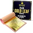 Barnabas Blattgold Edible Gold Leaf 24K - Cake Decorations, Loose Gold Leaf Sheets for Cupcakes - 3.1 inches, Book of 20