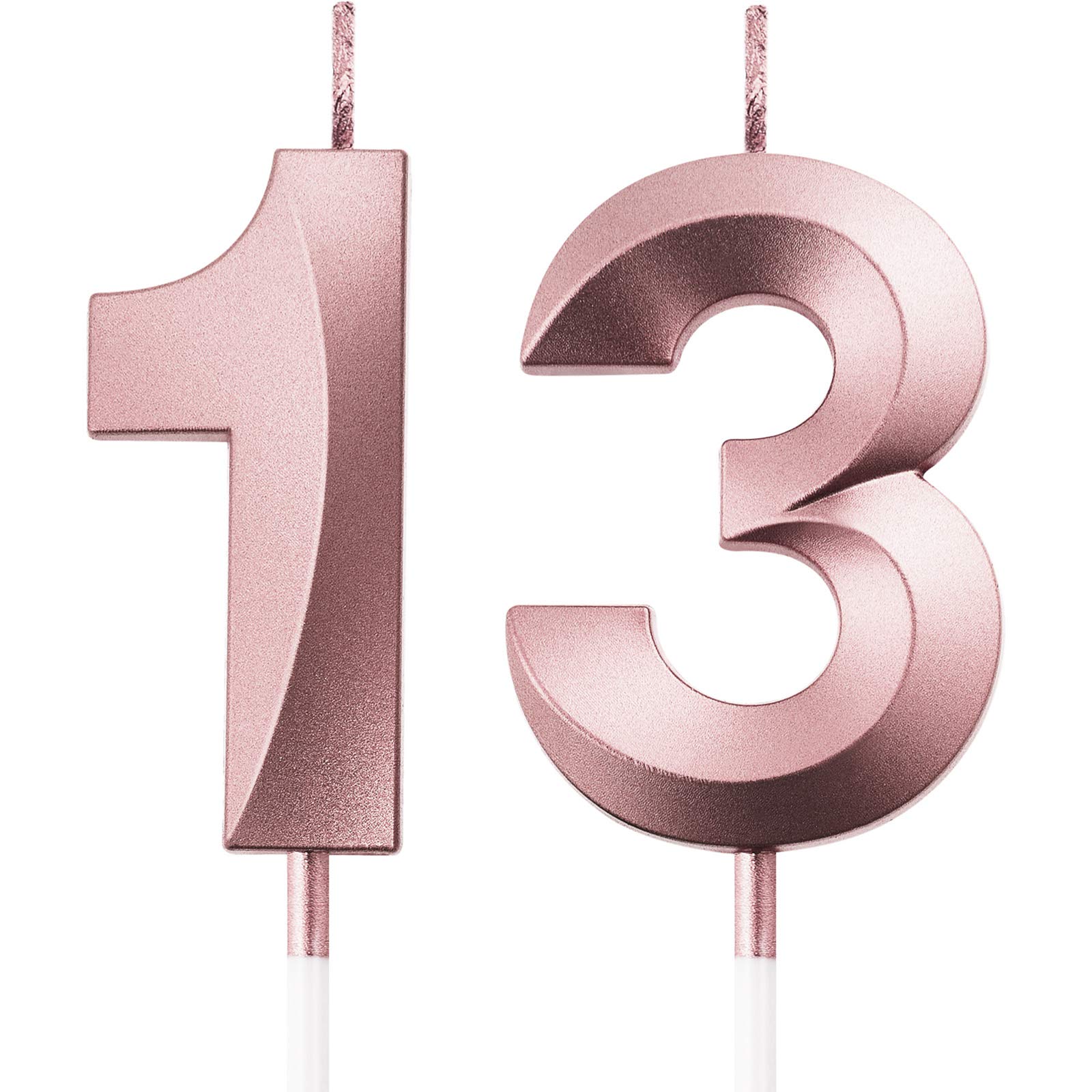 Photo 1 of Birthday Candles Numeral Candles Cake Topper Decoration for Birthday Party Wedding Anniversary Celebration Supplies(Rose Gold,13th)