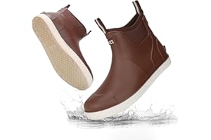 RIUETAR Men's Deck Boots Waterproof Fishing Rain Boots, Anti-Slip Rubber Boots Ankle Booties, High-Performance Footwear Chelsea Boots for Gardening Boating Camping Sailing
