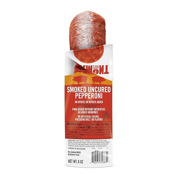 VERMONT SMOKE & CURE – UNCURED SMOKED PEPPERONI – NO ANTIBIOTICS OR ADDED HORMONES, PERFECT FOR PIZZA OR CHARCUTERIE BOARD – 6OZ