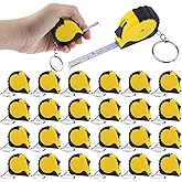 24 Pieces Mini Tape Measure Keychains 3 ft Small Retractable Measuring Tape with Lock Pocket Portable Measurement Tape Bulk for Construction Party Favors Birthday Gift