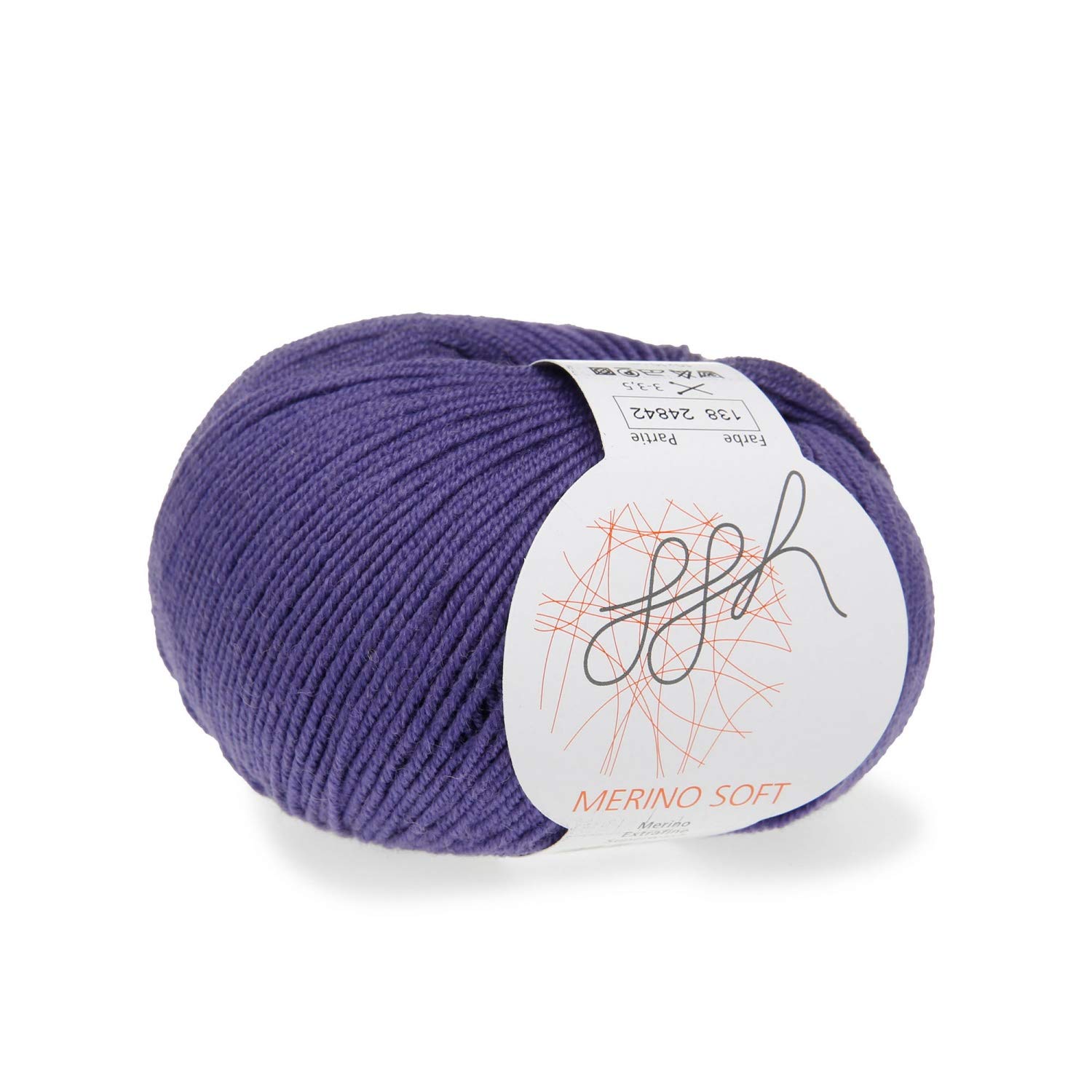 GGH Merino Soft - 100% Merino wool (Superwash) - 50g ball - length 185yds - Colour 138 - Purple