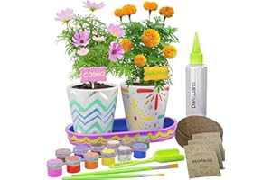 Paint & Plant Stoneware Flower Gardening Kit - Gifts for Girls & Boys Ages 6-12 - Kids Arts & Crafts Project Science Birthday