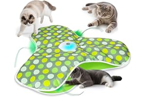 FUGODIWI Interactive Cat Toys for Indoor Cats & Kittens - Automatic Hide & Seek Toy with Feather Tail,Squeaky Mouse Sounds, Motion Activated,USB Rechargeable Boredom Relief & Self Play Enrichment Game