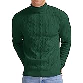 NITAGUT Men's Casual Turtleneck Sweaters Warm Twisted Pattern Knitted Slim Fit Pullover Sweater