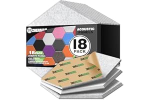 ZHERMAO 18 Pack Sound Proof Foam Panels for Walls, 12"X10"X 0.4" Self Adhesive Acoustic Panels, High-Density Soundproof Wall Panels Eco-Friendly, Sound Panels for Recording Studio, Home & Office (Grey White)
