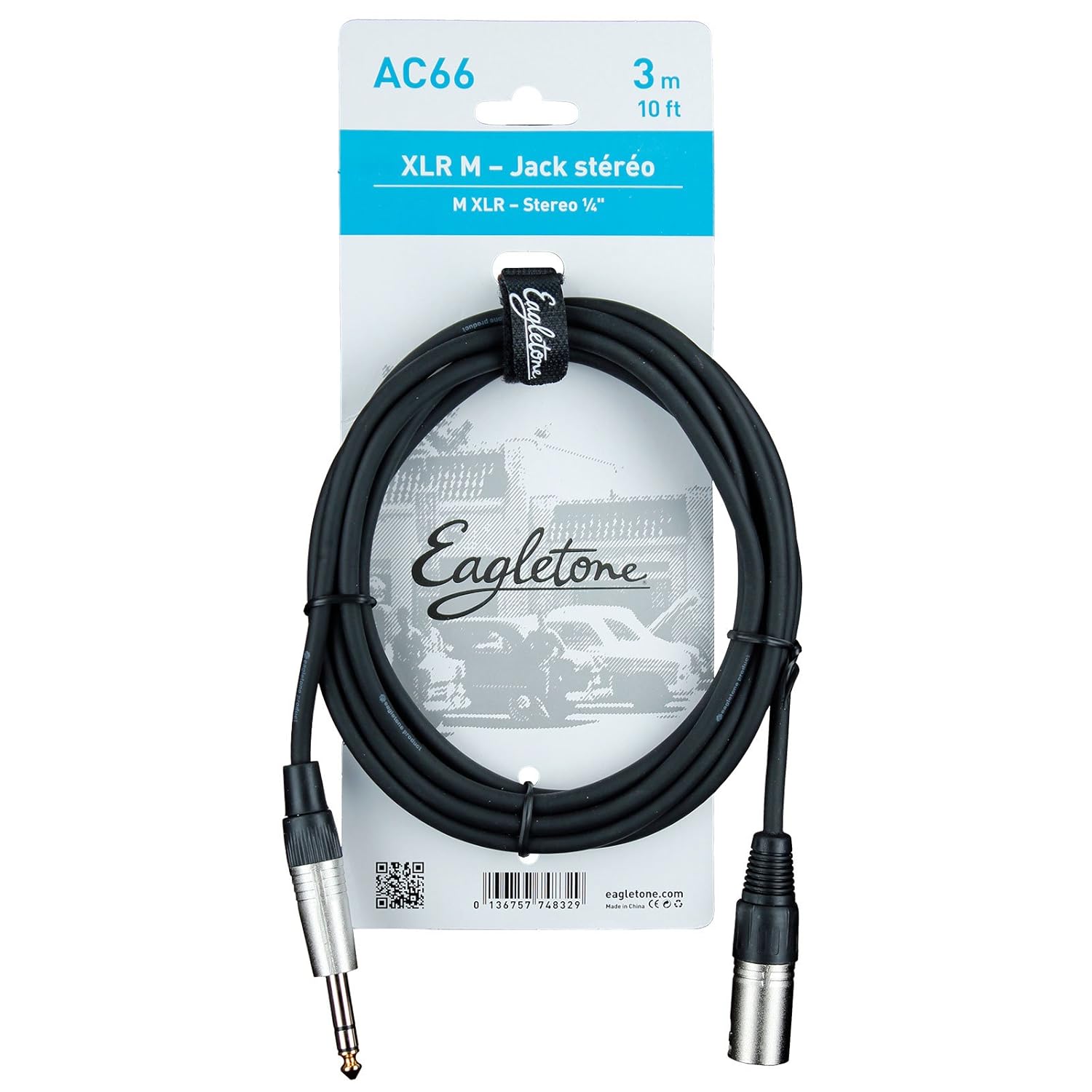 EAGLETONE AC66 MACHO XLR/STEREO cuarto TELÉFONO 10FT cables