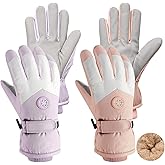 RXLWYUNLAE 2 Pairs Winter Ski Snow Gloves Men Women Waterproof Touchscreen Snowboarding Gloves Warm Winter Snowmobile Glove