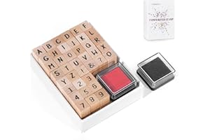 CraftyManor 39 PCS Small Letter Stamps and Ink Pad for Crafting, Clay Alphabet Wooden Rubber Stamp Kit for Kids, DIY Craft Scrapbook Supplies for Card Making (Small-41PCS)