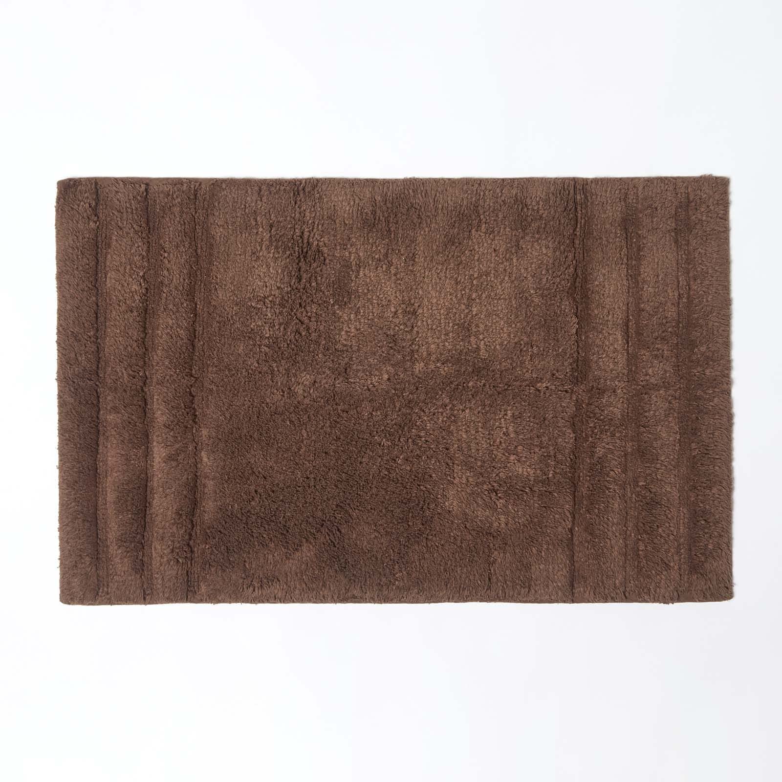 HOMESCAPES Spa Supreme Bath Mat, Chocolate, Very Heavy 1800 GSM, Super Soft Plush Cotton Rug, 50x80cm, Washable at Home.