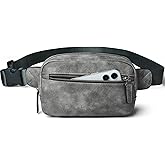 LATMAP 2L Fanny Packs Everywhere Belt Bag Small Fashion Crossbody Waist Pack Faux Leather Waterproof Sling Chest Bag For Women Trendy Grey