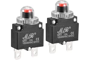 MECCANIXITY Circuit Overload Protector 12A AC125/250V DC32V Push Button Thermal Circuit Breaker for Air Compressor with Water