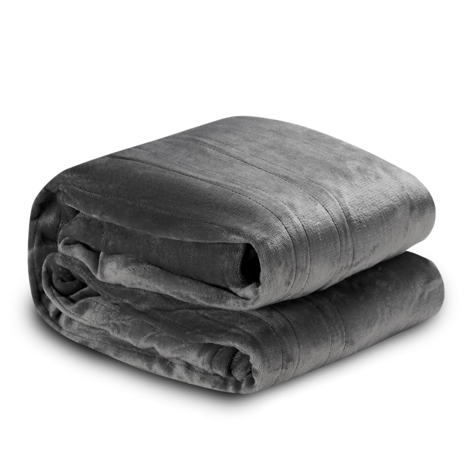 Eydna Electric Heated Blanket Queen Size 84"x90", Soft Plush Microplush for Bed, Dual Controllers & Heating Zones, 10Hs Auto Off & 5 Heating Levels, Machine Washable, Gifts for Family-Mist Gray