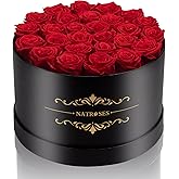 NATROSES Gifts for Her 27 Piece Forever Preserved Roses in a Box, Preserved Flowers for Delivery Birthday, Flowers Gifts for Mothers Day, Red