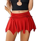 Avidlove Mini Skirt Flowy Stretchy Hem Sexy Y2k Asymmetrical Skirt with Drawstring Ruched Bow Beach Short Skirt