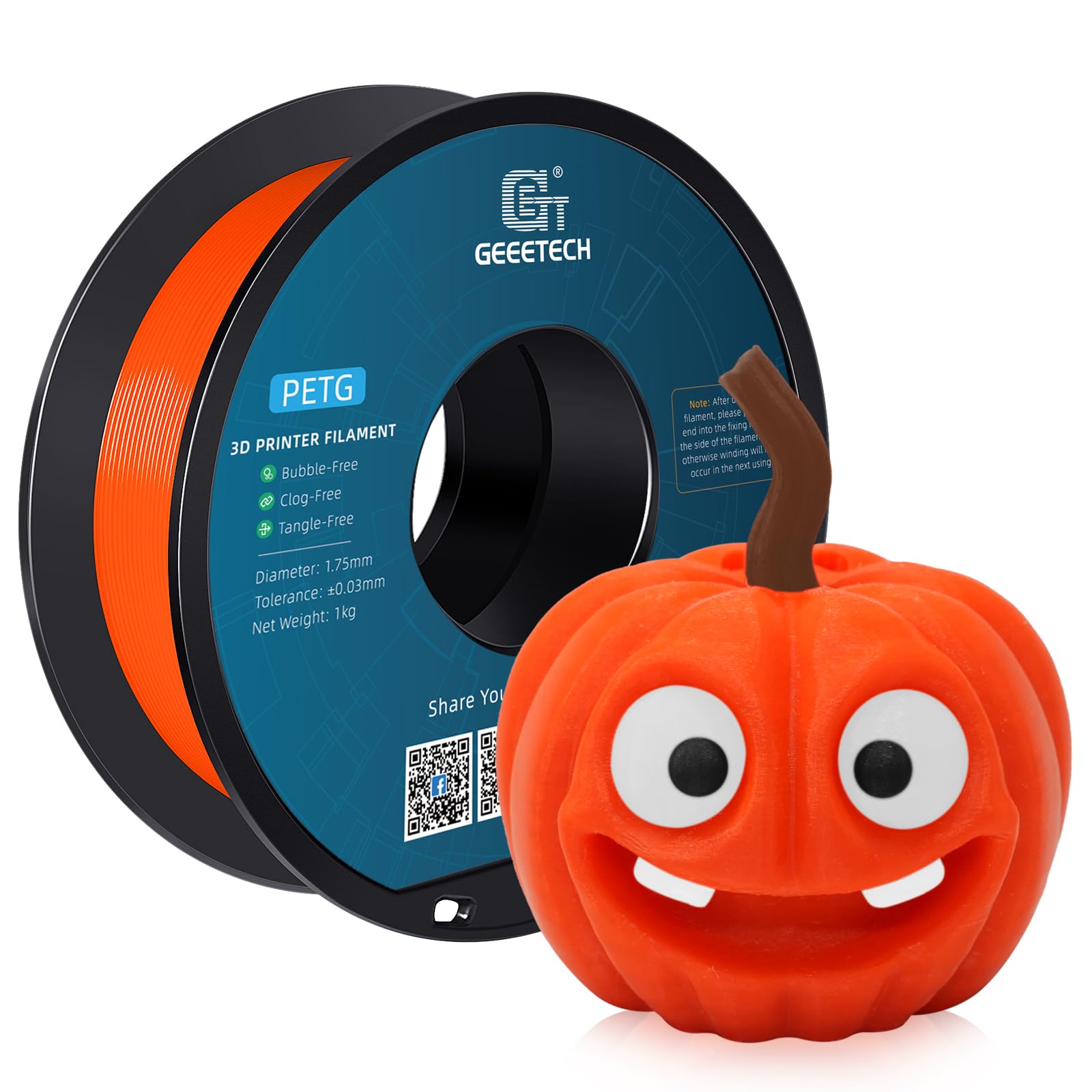 Geeetech PETG Filament 1.75 mm Orange PETG 1 kg Spool for 3D Printer