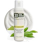 BALVIVE Foaming Facial Cleanser with Salicylic Acid, Glycolic Acid & Lactic Acid & Green Tea Extract– Face Wash for Acne, Oily & Sensitive Skin – Makeup Remover & Pore-Cleansing Skincare 6.7 fl oz