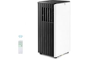 DENBIG Portable Air Conditioner for Room up to 350 sq.ft, 8,000 BTU A/C Unit with Dehumidifier and Cooling Fan with 2 Speeds, 24-Hour Timer, Sleep Mode, Remote Control, Window Installation Kit