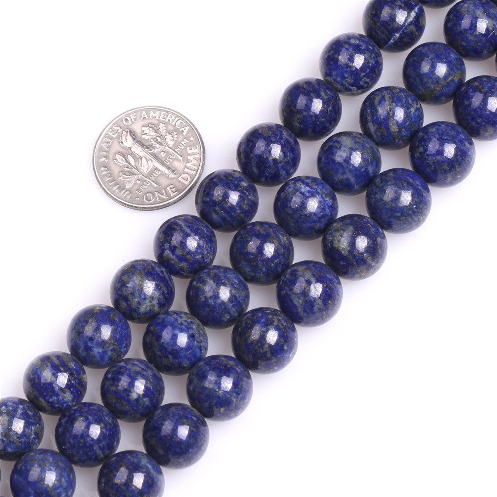 AA Grade Natural Round Genuine Gemstone Semi Precious Stone Beads for Jewellery Making 15‘’ (Lapis Lazuli/10MM)